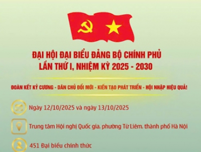[Infographic] Đại hội đại biểu Đảng Bộ Chính phủ lần thứ I, nhiệm kỳ 2025 - 2030